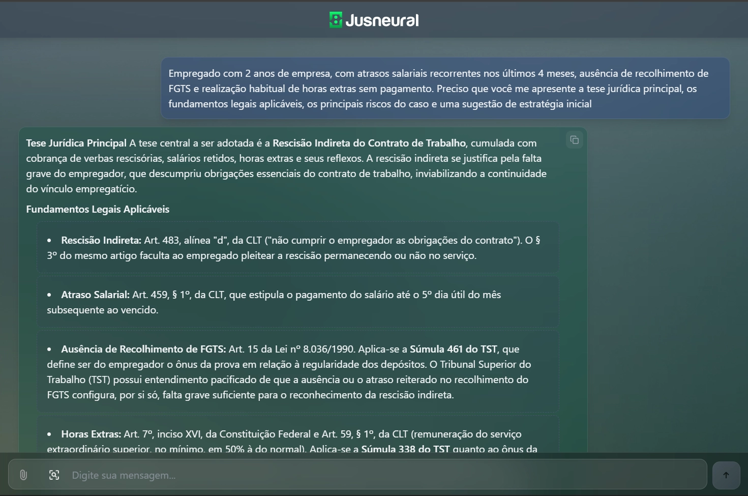 Print do aplicativo Jusneural